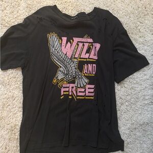 Edikted Black Graphic Tee with Eagle Design